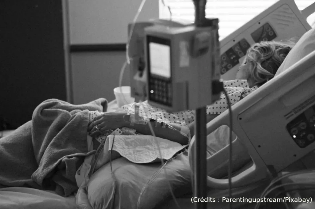 Lit, malade, hôpital