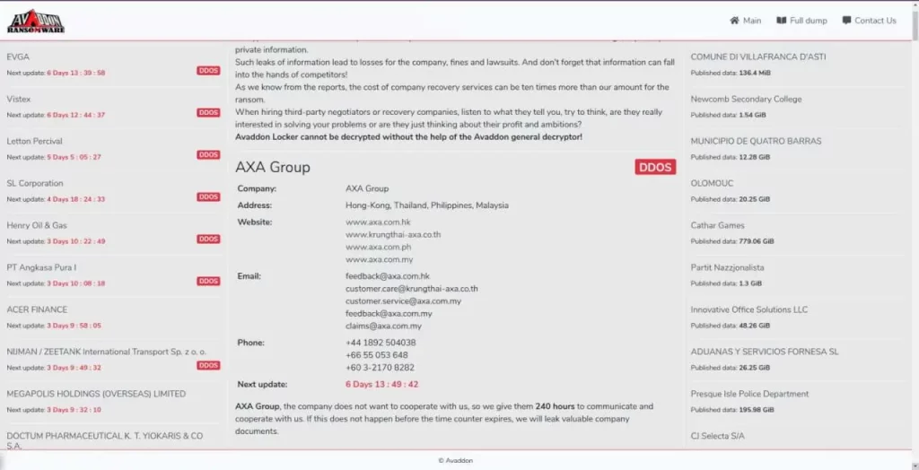 Axa, ransomware, darkweb