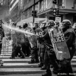 Police, manifestation, attaque