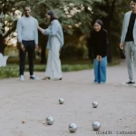 Pétanque, couple, jeu