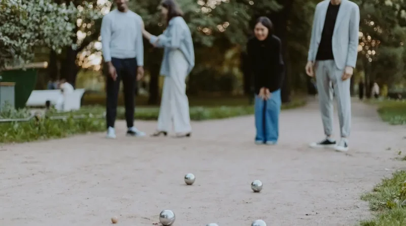 Pétanque, couple, jeu