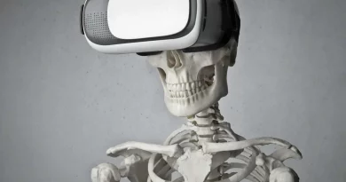 Squelette, casque, VR